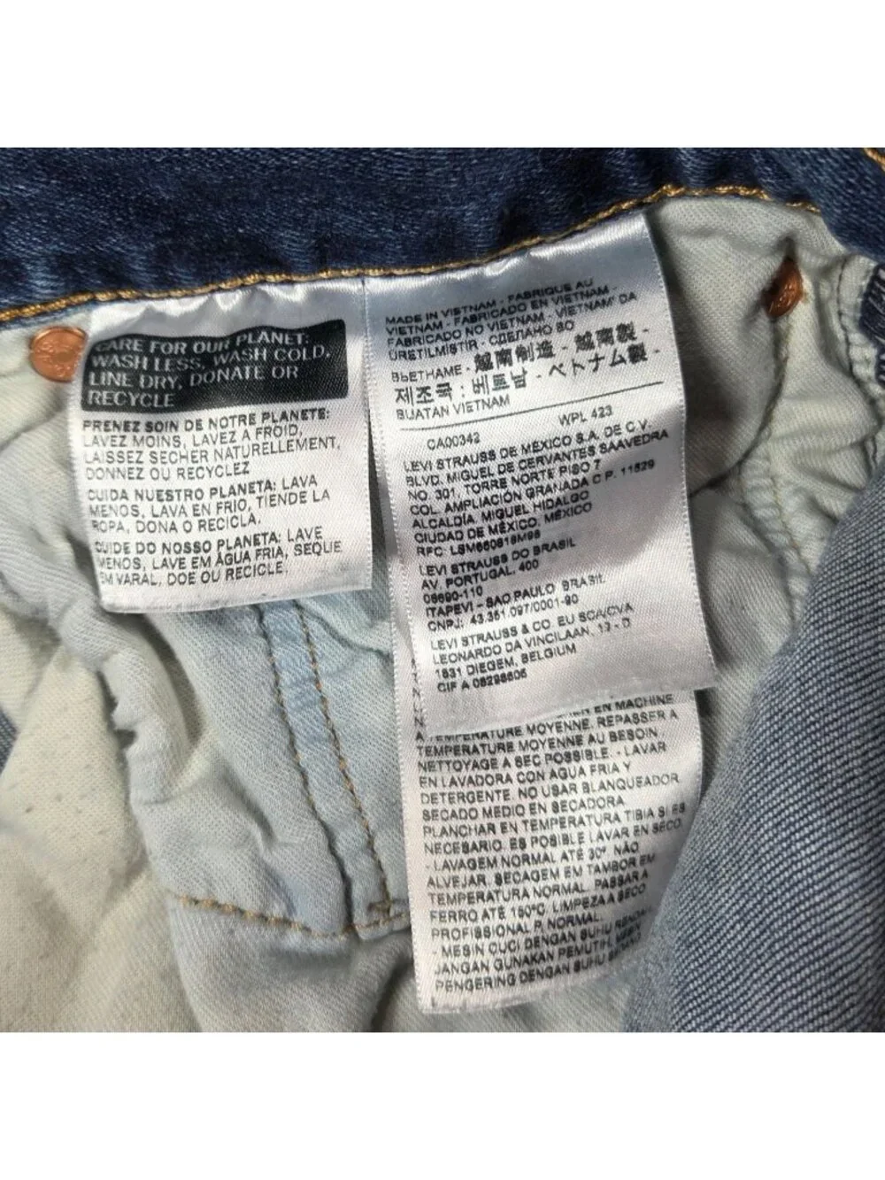 Levis 501 Jeans Mens 34X30 Blue Button Fly Original Straight Fit Stretch Denim